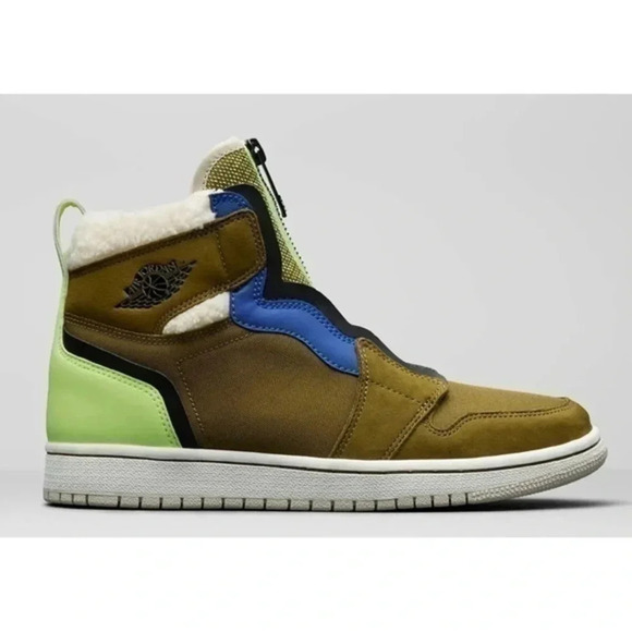 Nike Air Jordan 1 Zip High Utility Women Shoes Olive Black Volt Sz 10 AV3723-300 - Picture 1 of 8